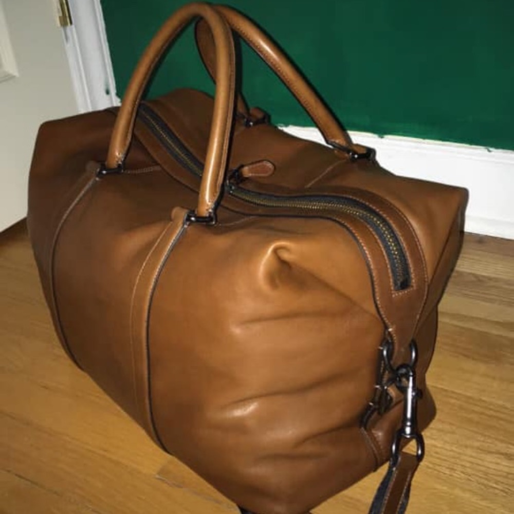 Calf. Leather weekender bag from coach